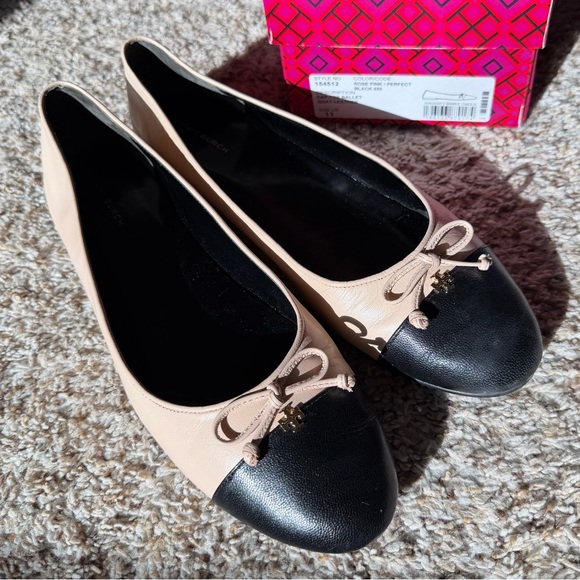 Tory Burch Shoes - Tory Burch Cap-Toe Ballet Goat Leather Flat